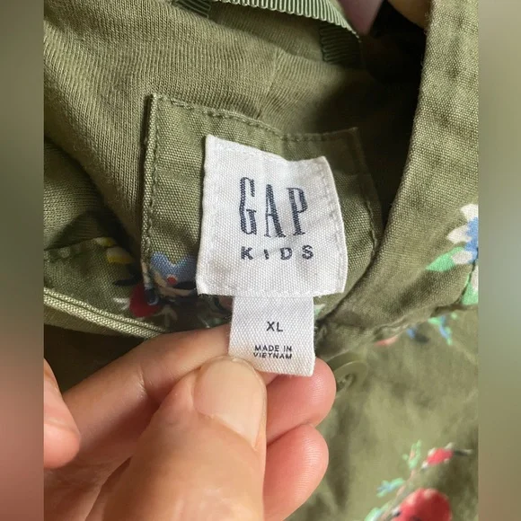 Gap Floral Kids Green Print Shirt Hooded Jacket with Pockets Girls XL - Picture 4 of 11